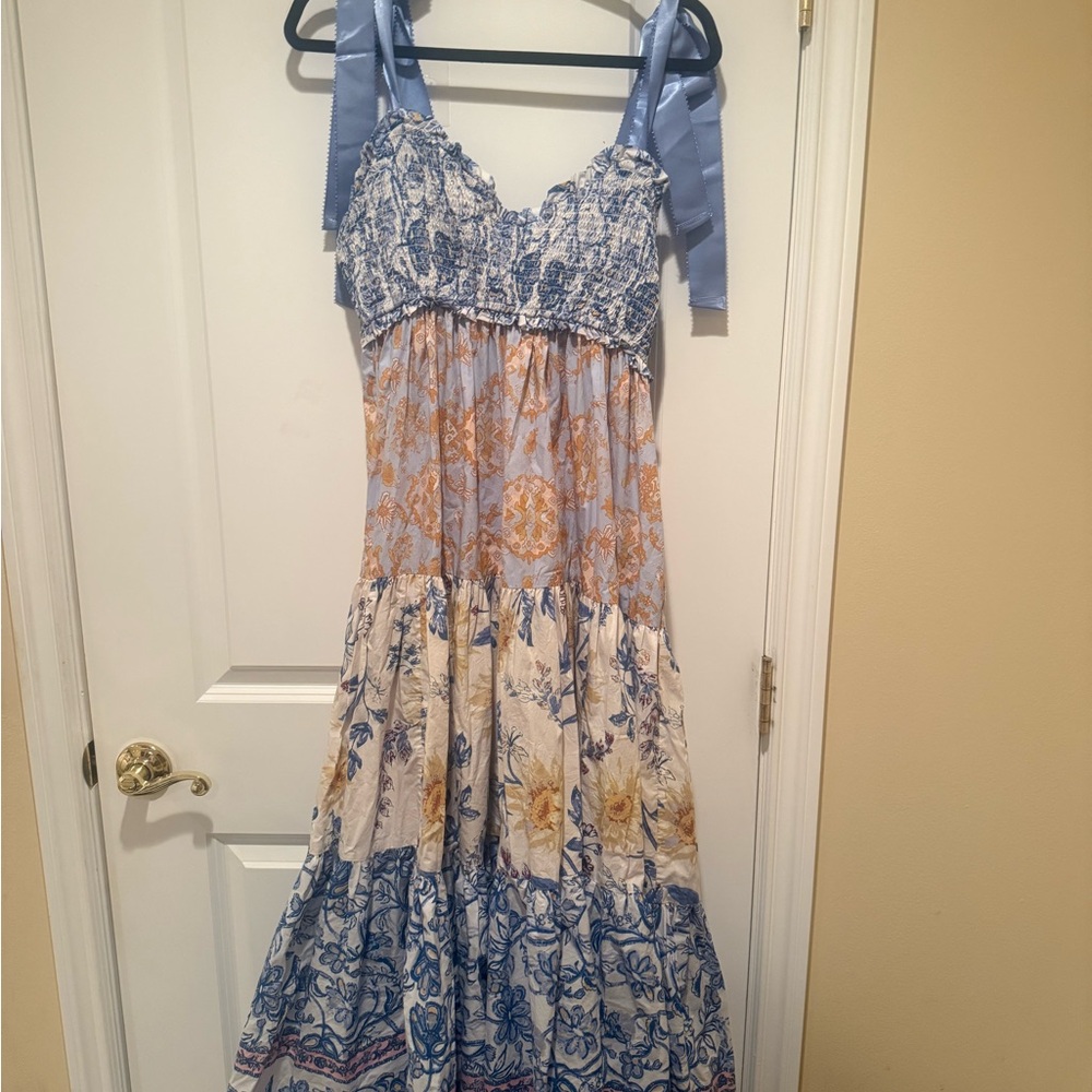 Free People Bluebell Mixed Print Cotton Maxi Dress
